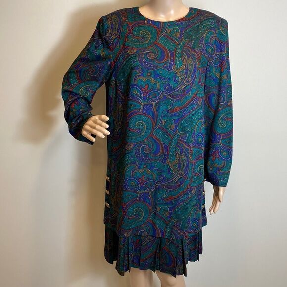 Jessica Howard Vintage Long Sleeve Paisley Print Dress Size 10P - Picture 1 of 13